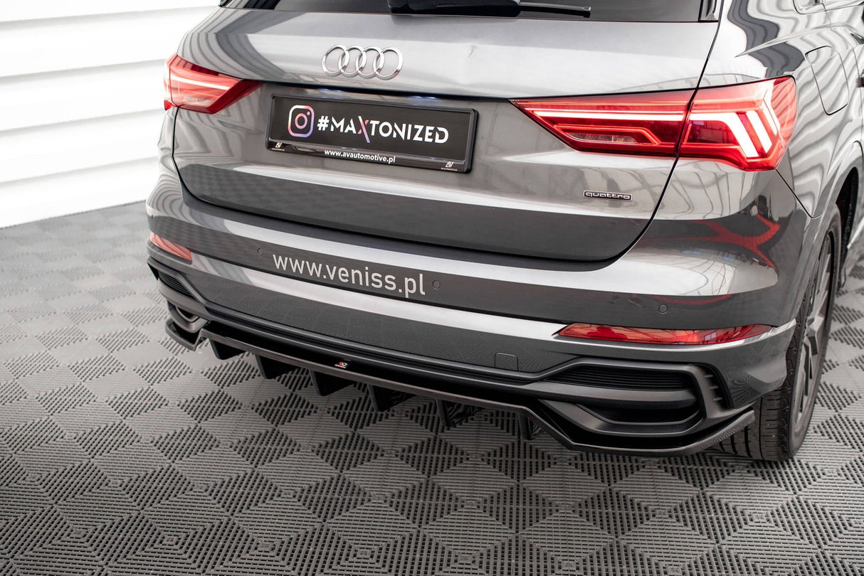 Maxton Design Central Rear Splitter (With Vertical Bars) Audi Q3 S-Line F3
