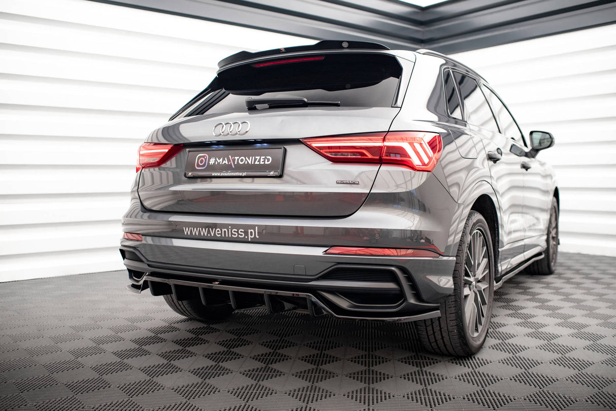 Maxton Design Central Rear Splitter (With Vertical Bars) Audi Q3 S-Line F3