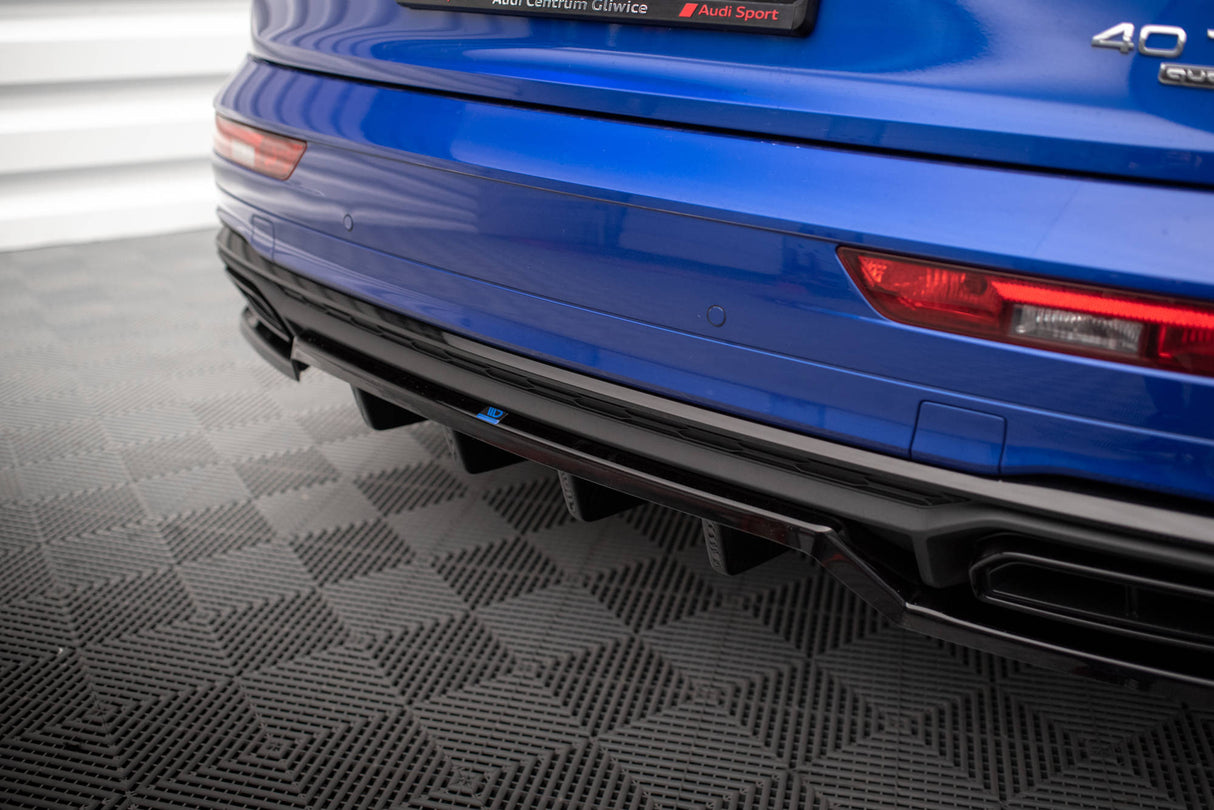 Maxton Design Central Rear Splitter (With Vertical Bars) Audi Q5 S-Line SUV Mk2 Facelift