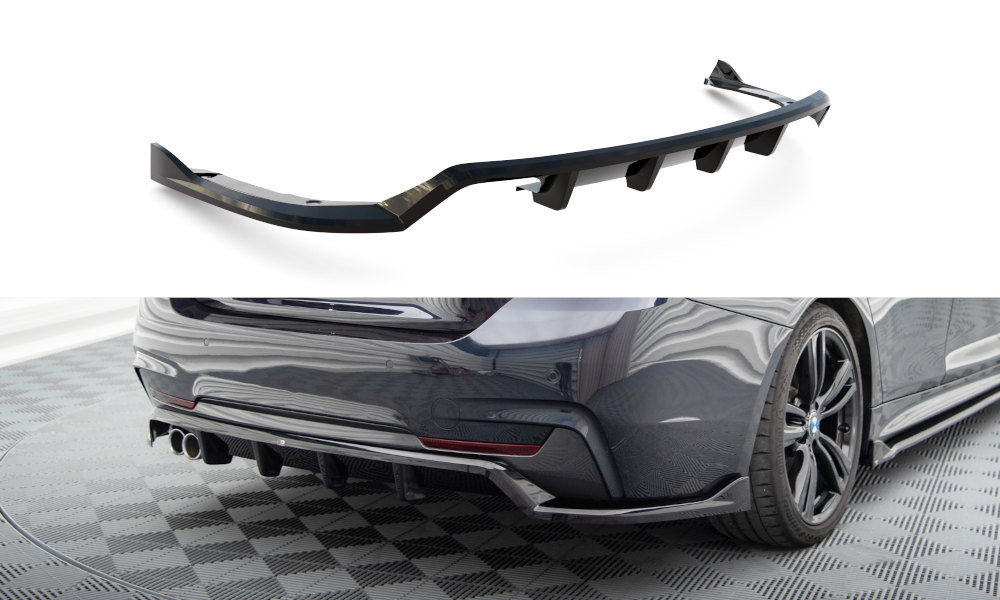 Maxton Design Central Rear Splitter (With Vertical Bars) BMW 4 Coupe / Gran Coupe / Cabrio M-Pack F32 / F36 / F33