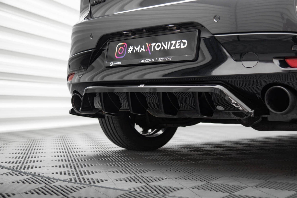 Maxton Design Central Rear Splitter (With Vertical Bars) Mazda 3 MK4