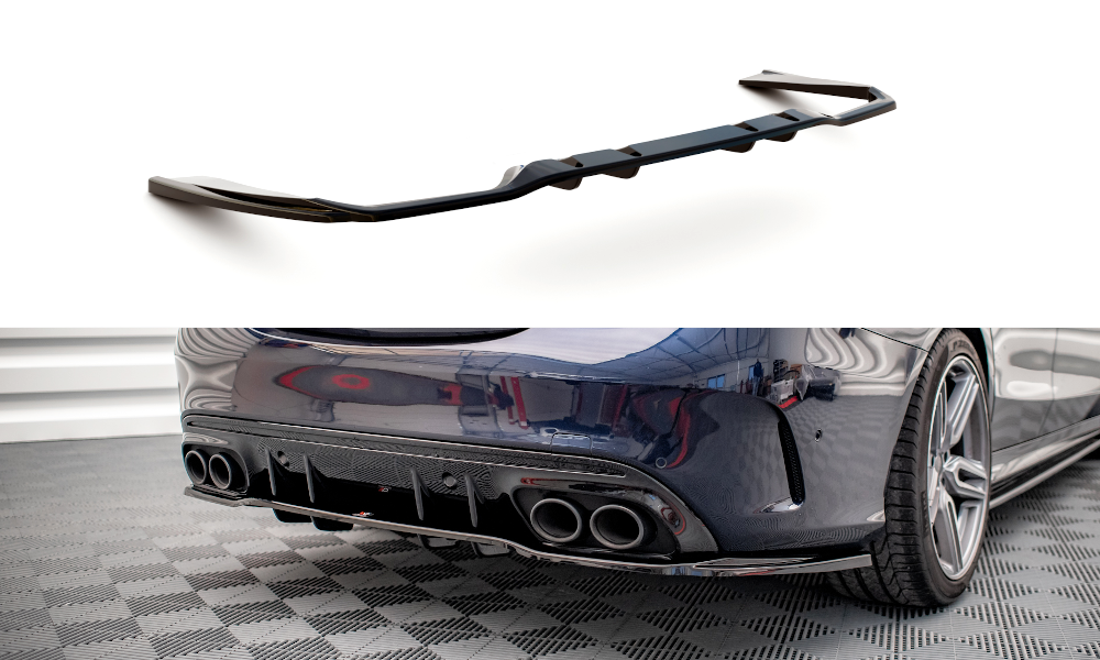 Maxton Design Central Rear Splitter (With Vertical Bars) Mercedes-AMG C 43 Sedan W205 Facelift