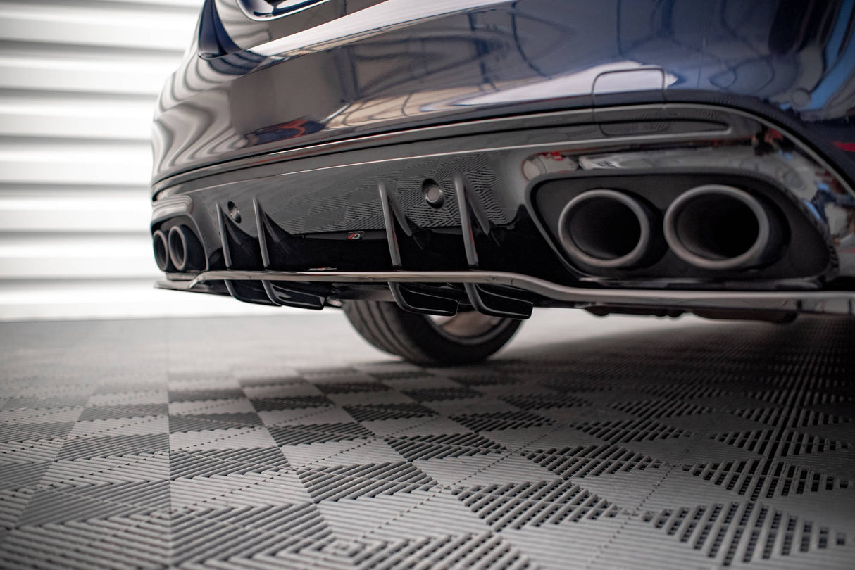 Maxton Design Central Rear Splitter (With Vertical Bars) Mercedes-AMG C 43 Sedan W205 Facelift