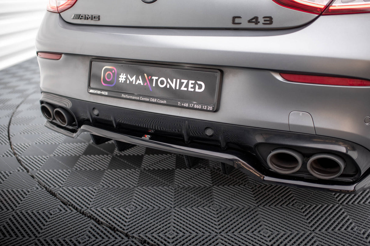 Maxton Design Central Rear Splitter (With Vertical Bars) Mercedes-AMG C43 Coupe C205 Facelift