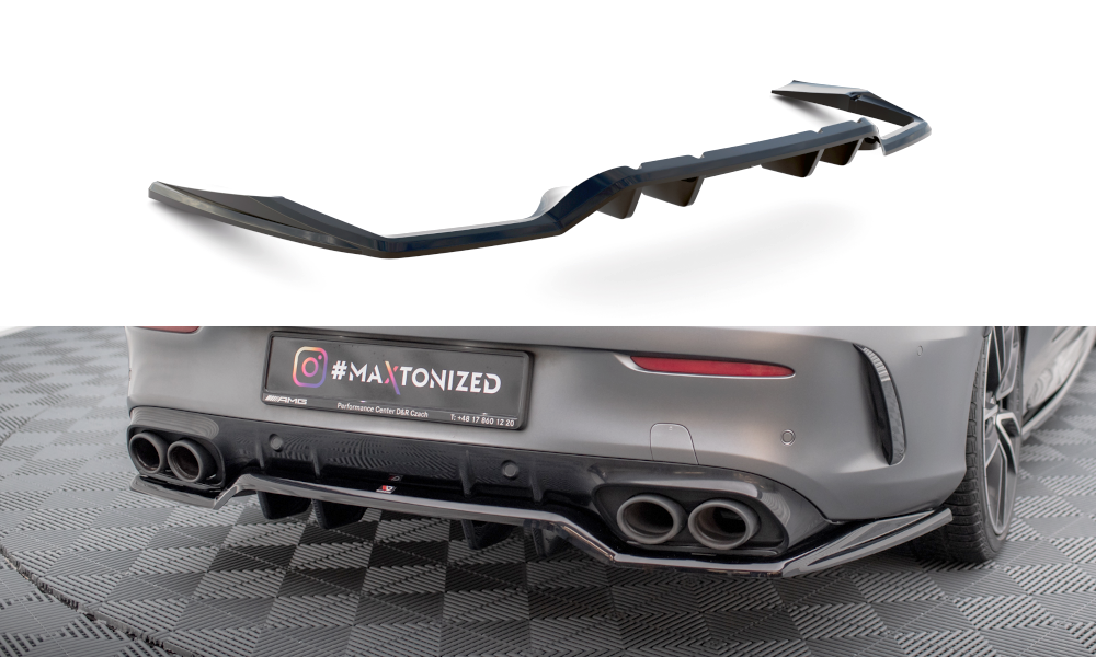 Maxton Design Central Rear Splitter (With Vertical Bars) Mercedes-AMG C43 Coupe C205 Facelift