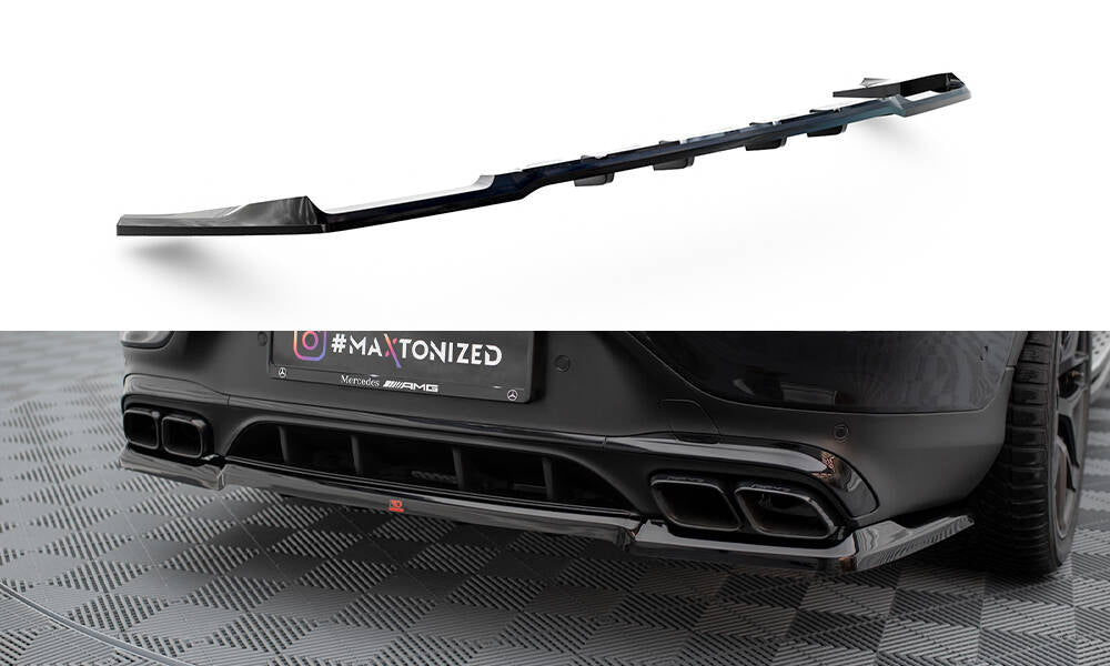 Maxton Design Central Rear Splitter (With Vertical Bars) Mercedes-AMG GLC 63 Coupe C253 Facelift