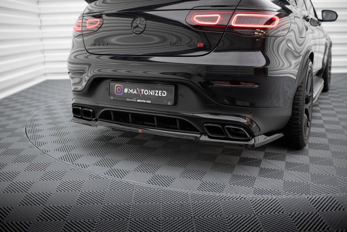 Maxton Design Central Rear Splitter (With Vertical Bars) Mercedes-AMG GLC 63 Coupe C253 Facelift