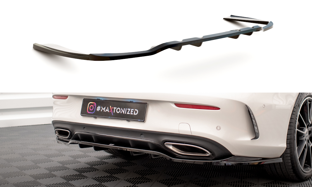 Maxton Design Central Rear Splitter (With Vertical Bars) Mercedes-Benz C Coupe AMG-Line C205 Facelift