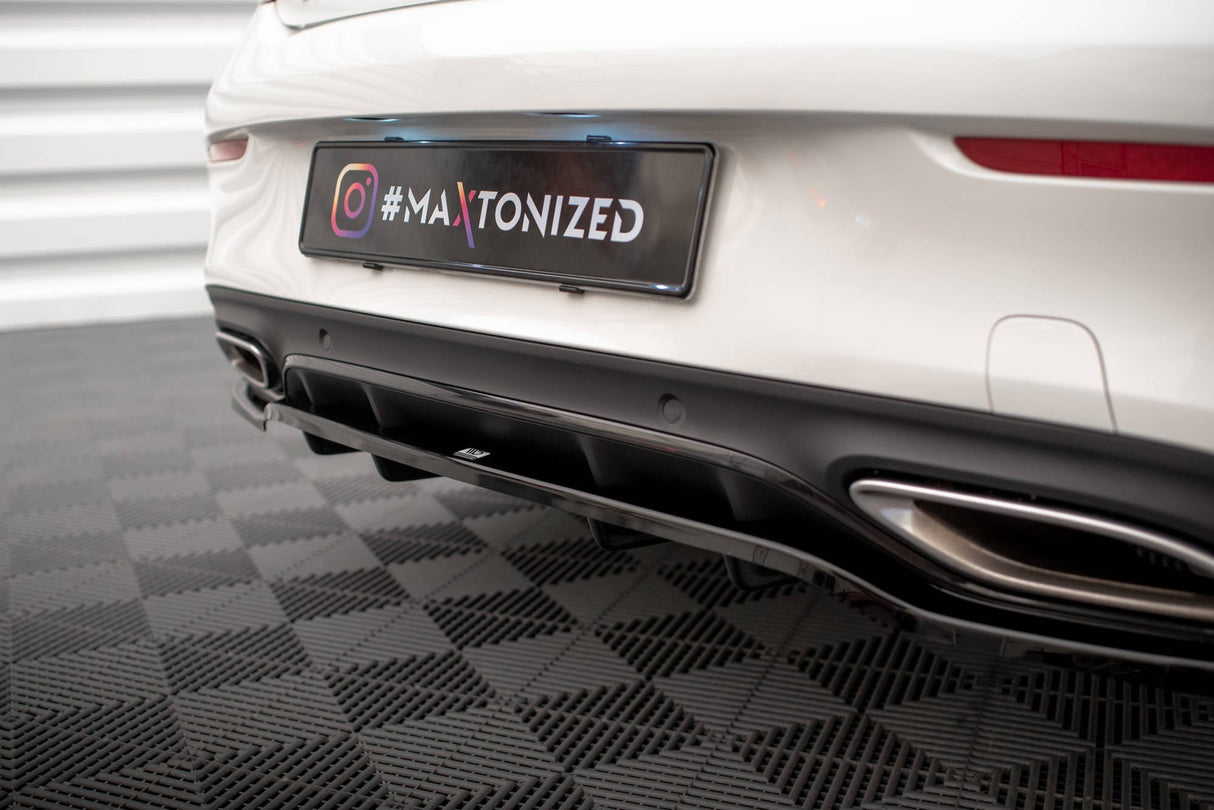Maxton Design Central Rear Splitter (With Vertical Bars) Mercedes-Benz C Coupe AMG-Line C205 Facelift