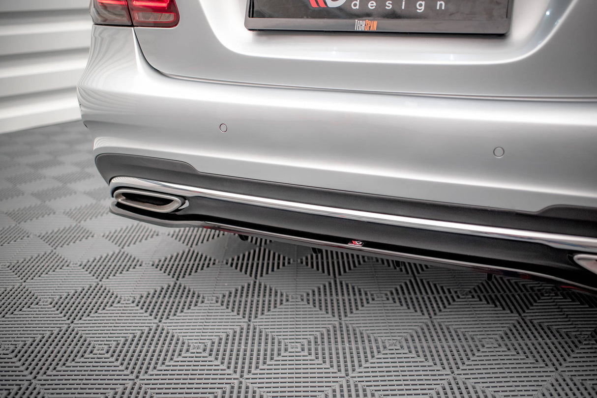 Maxton Design Central Rear Splitter (With Vertical Bars) Mercedes-Benz E AMG-Line Sedan W212 Facelift