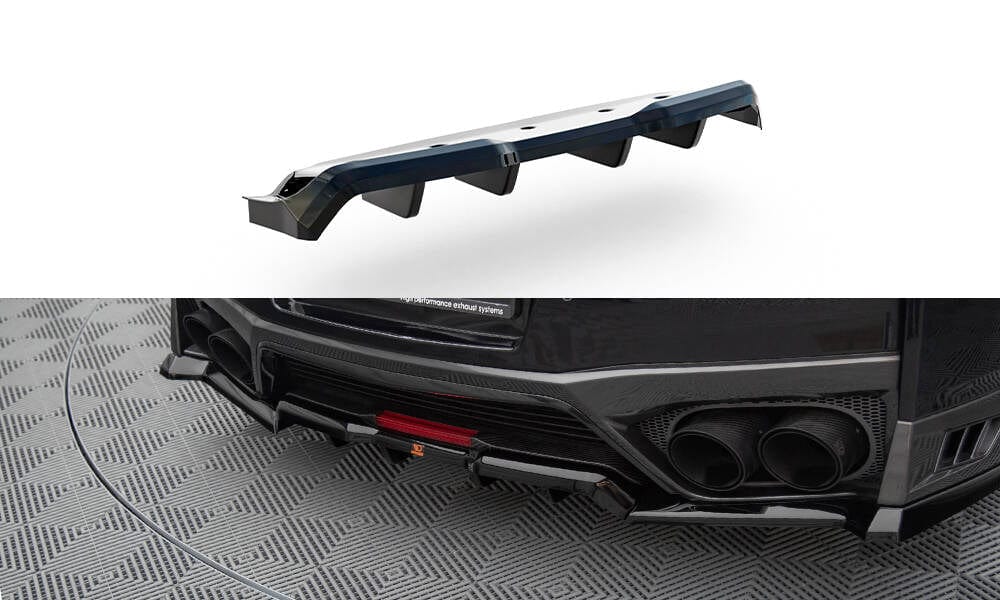 Maxton Design Central Rear Splitter (With Vertical Bars) Nissan Gtr R35 Facelift