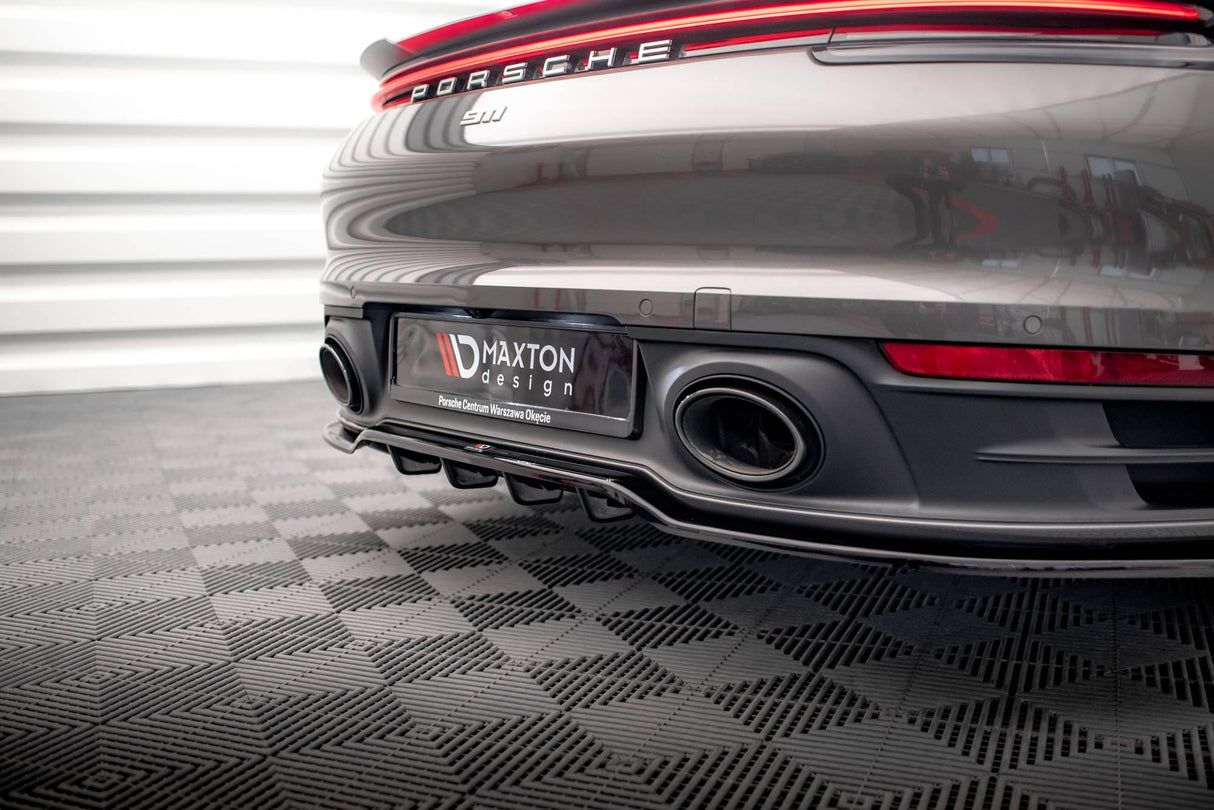 Maxton Design Central Rear Splitter (With Vertical Bars) Porsche 911 Carrera 4S 992