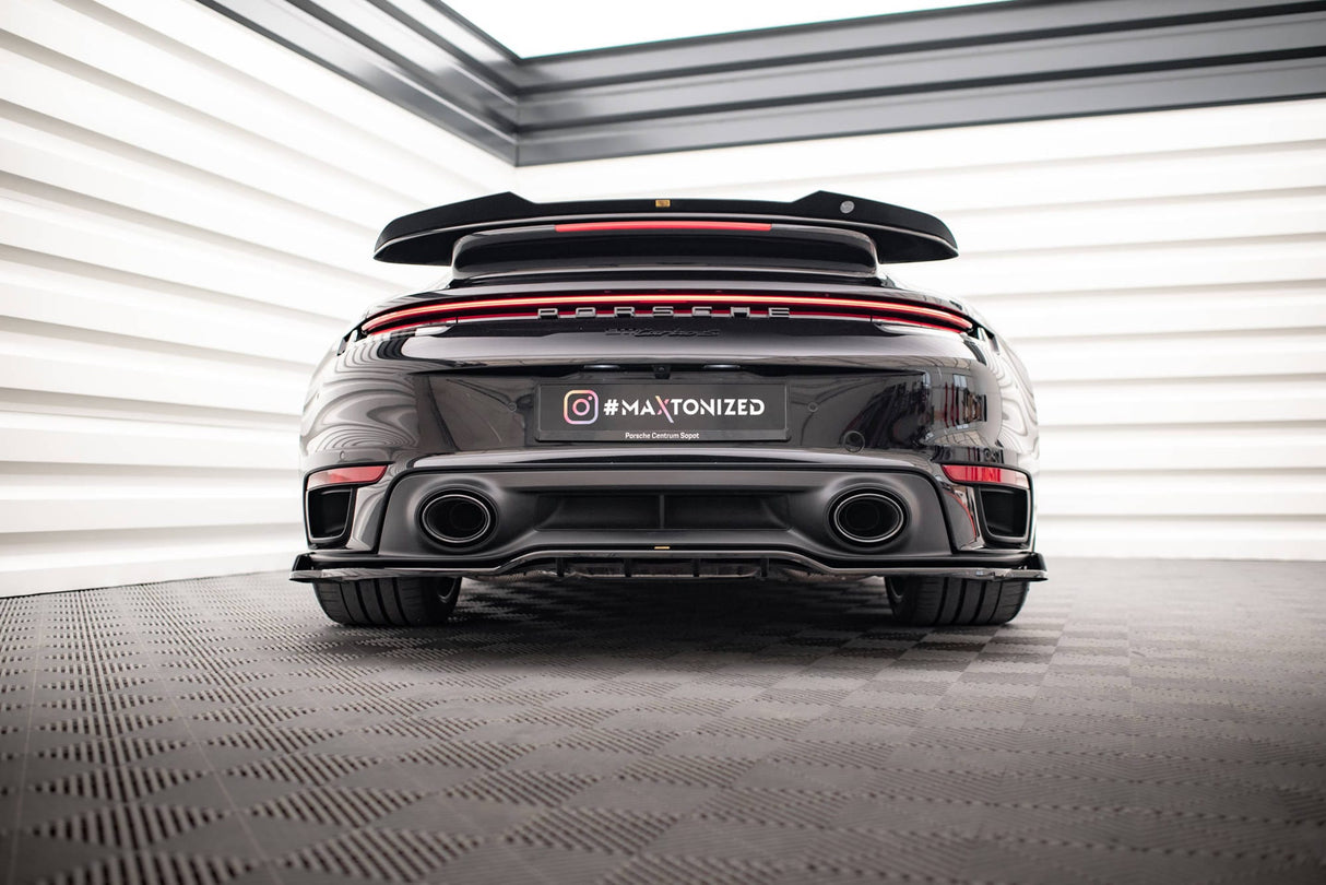 Maxton Design Central Rear Splitter (With Vertical Bars) Porsche 911 Turbo S 992