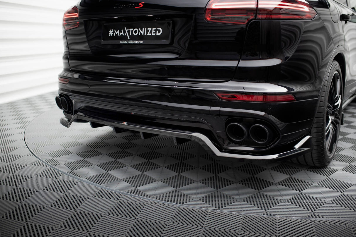 Maxton Design Central Rear Splitter (With Vertical Bars) Porsche Cayenne Mk2 Facelift