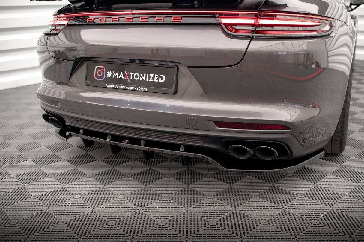 Maxton Design Central Rear Splitter (With Vertical Bars) Porsche Panamera 971 Turbo S E-Hybrid / E-Hybrid
