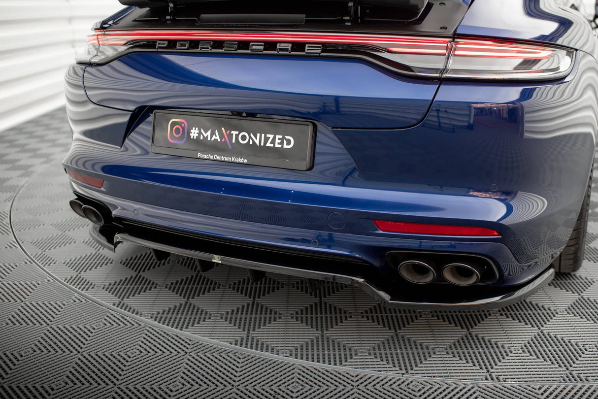 Maxton Design Central Rear Splitter (With Vertical Bars) Porsche Panamera E-Hybrid 971 Facelift