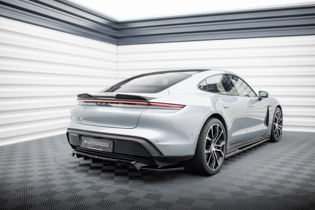 Maxton Design Central Rear Splitter (With Vertical Bars) Porsche Taycan / Taycan 4 / Taycan 4S / Taycan GTS Mk1
