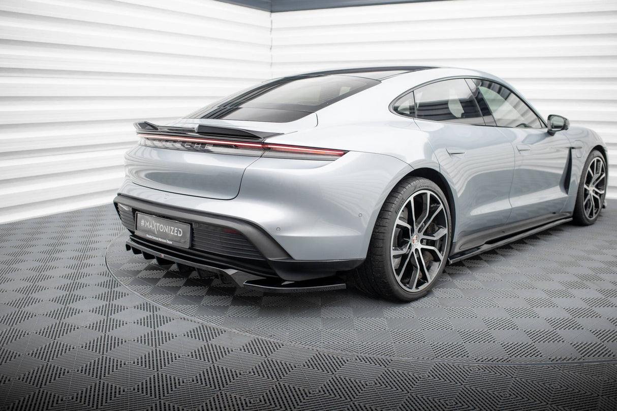 Maxton Design Central Rear Splitter (With Vertical Bars) Porsche Taycan / Taycan 4 / Taycan 4S / Taycan GTS Mk1
