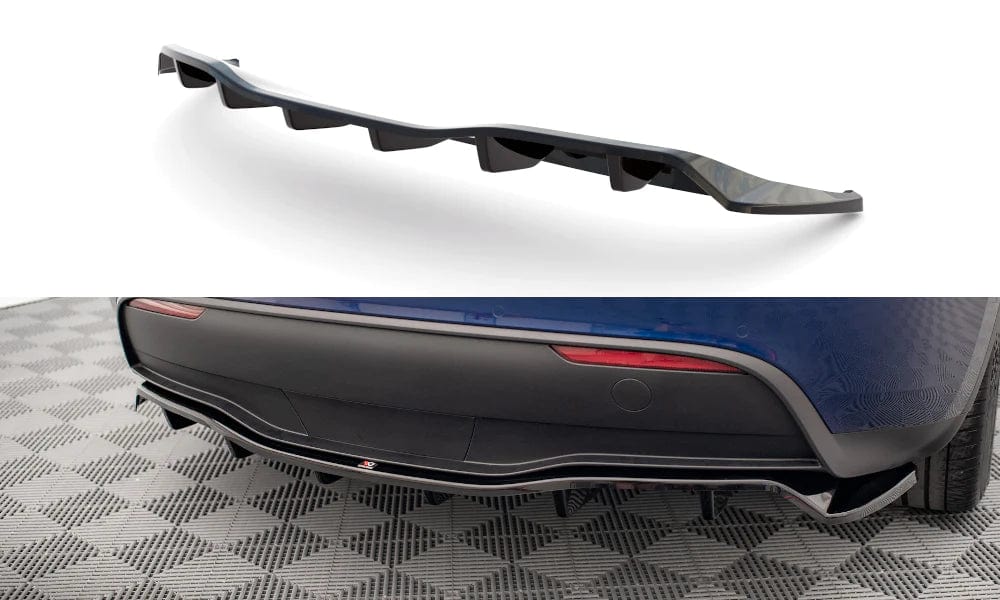 Maxton Design Central Rear Splitter (With Vertical Bars) - Tesla / Model Y