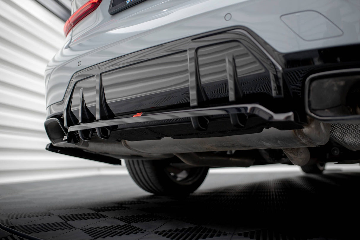 Maxton Design Central Rear Splitter (With Vertical Bars) V.1 BMW M340I G20 / G21 Facelift