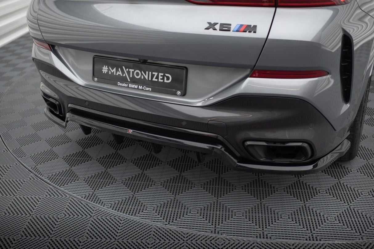 Maxton Design Central Rear Splitter (With Vertical Bars) V.1 BMW X6 M-Pack G06 Facelift