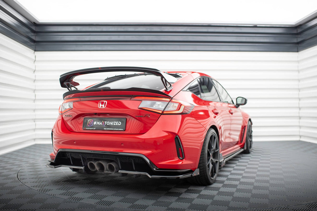 Maxton Design Central Rear Splitter (With Vertical Bars) V.1 + Flaps Honda Civic Type-R Mk 11