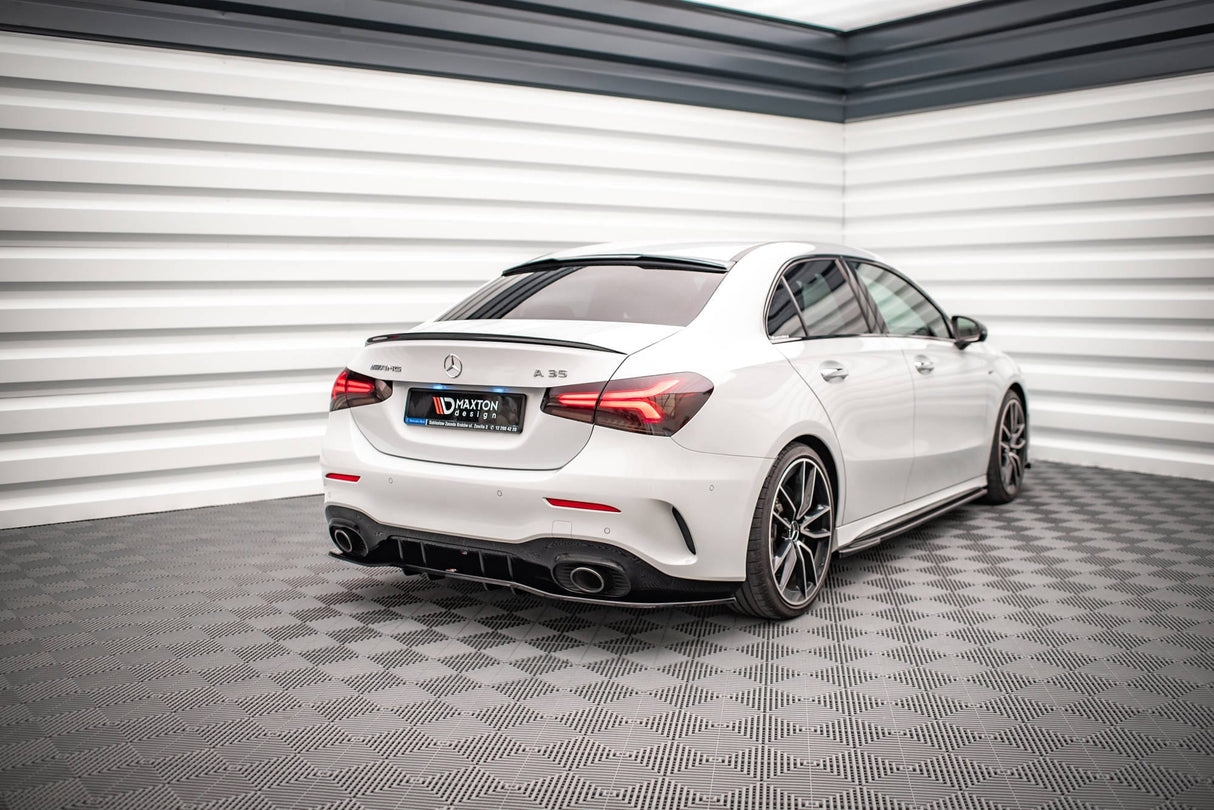 Maxton Design Central Rear Splitter (With Vertical Bars) V.1 Mercedes A 35 AMG Sedan V177