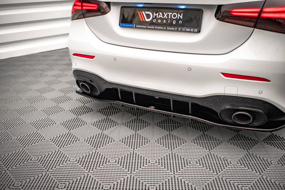 Maxton Design Central Rear Splitter (With Vertical Bars) V.1 Mercedes A 35 AMG Sedan V177