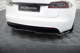 Maxton Design Central Rear Splitter (With Vertical Bars) V.2 Tesla Model S Plaid MK1 Facelift