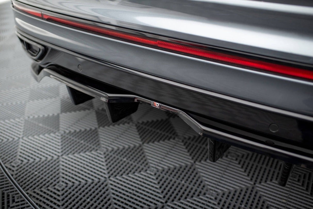 Maxton Design Central Rear Splitter (With Vertical Bars) VW Tiguan Allspace (LWB) R-Line Mk2 Facelift