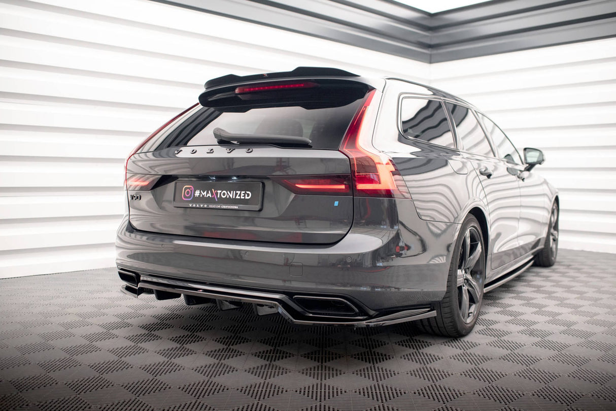 Maxton Design Central Rear Splitter (With Vertical Bars) Volvo V90 / S90 R-Design Mk2