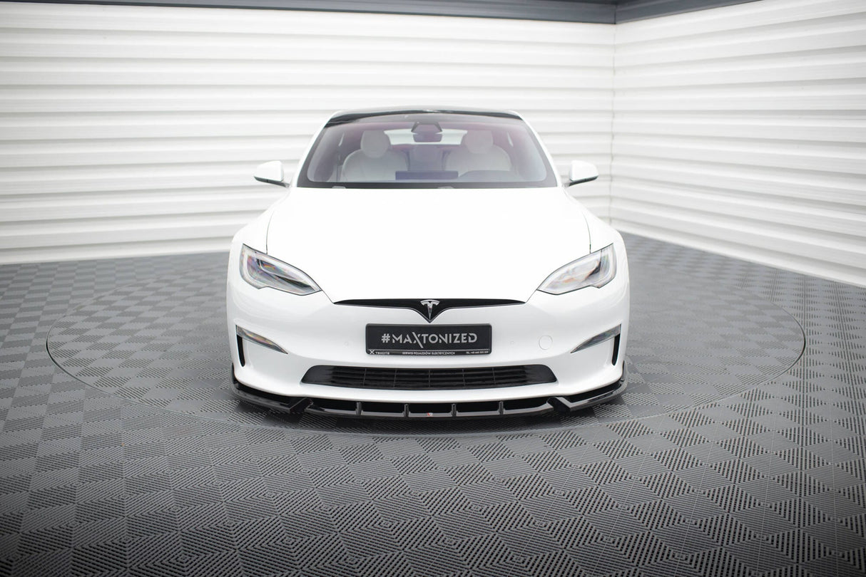 Maxton Design Front Splitter V.1 Tesla Model S Plaid MK1 Facelift
