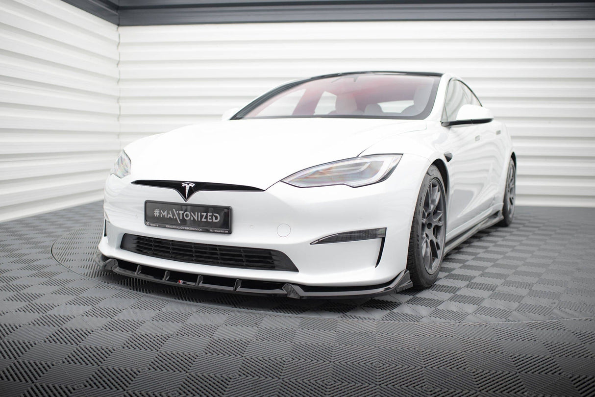 Maxton Design Front Splitter V.1 Tesla Model S Plaid MK1 Facelift