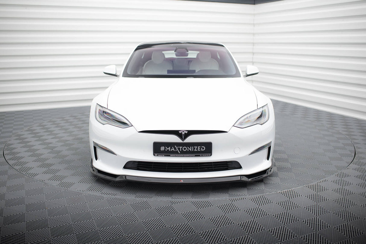 Maxton Design Front Splitter V.2 Tesla Model S Plaid MK1 Facelift