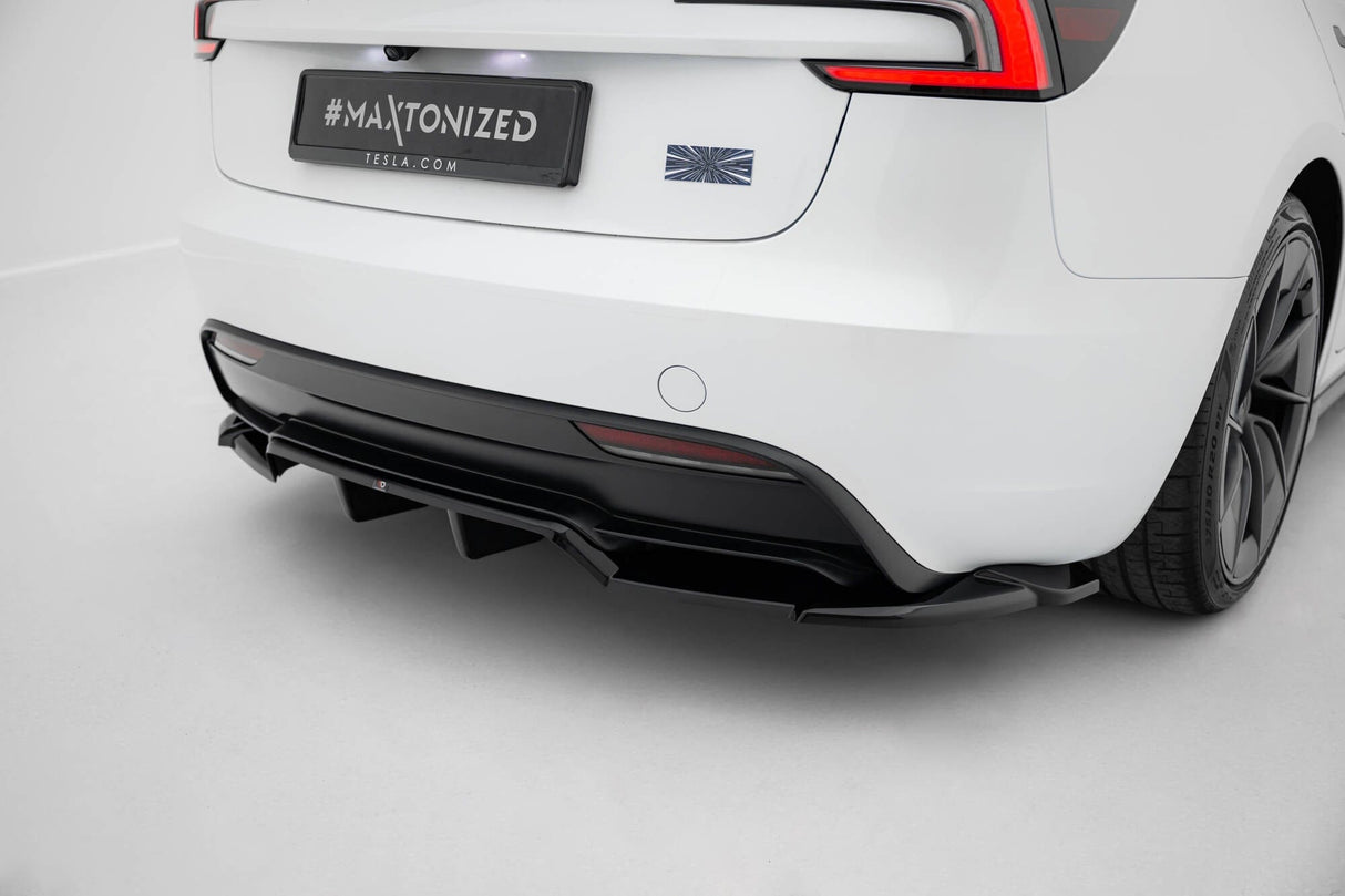 Maxton Design Rear Splitter (With Vertical Bars) V.2 Tesla Model 3 Performance MK1 Facelift