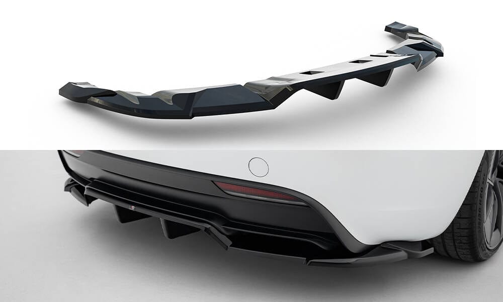 Maxton Design Rear Splitter (With Vertical Bars) V.2 Tesla Model 3 Performance MK1 Facelift