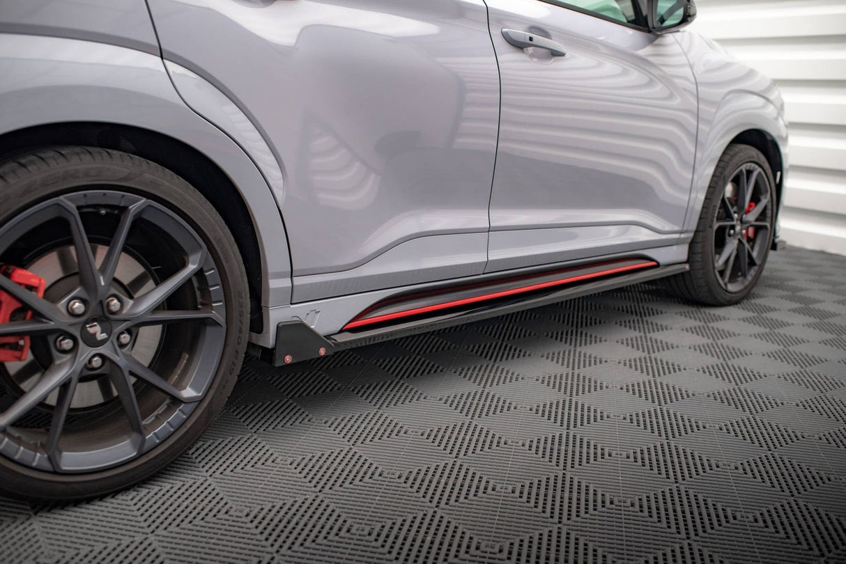 Maxton Design Side Skirts Diffusers V.1 + Flaps Hyundai Kona N MK2