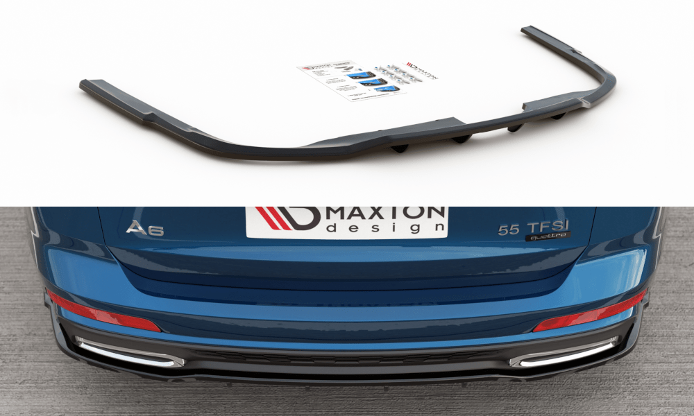Maxton Design Central Rear Splitter (With Vertical Bars) Audi A6 S-Line Avant/Sedan C8