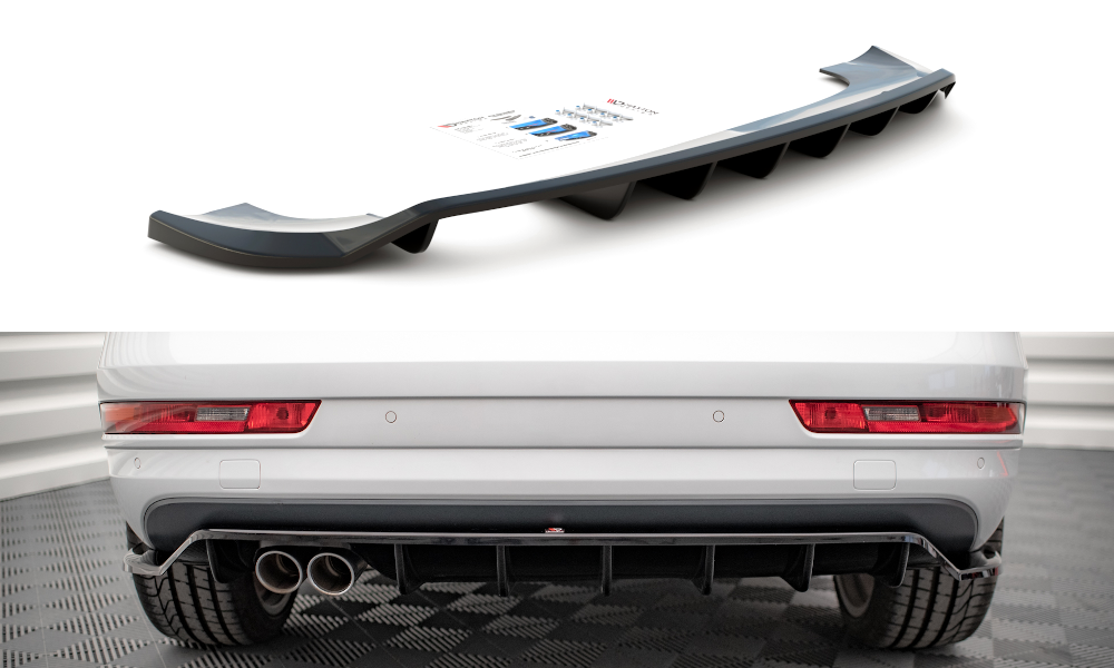 Maxton Design Central Rear Splitter (With Vertical Bars) Audi Q3 S-Line 8U Facelift