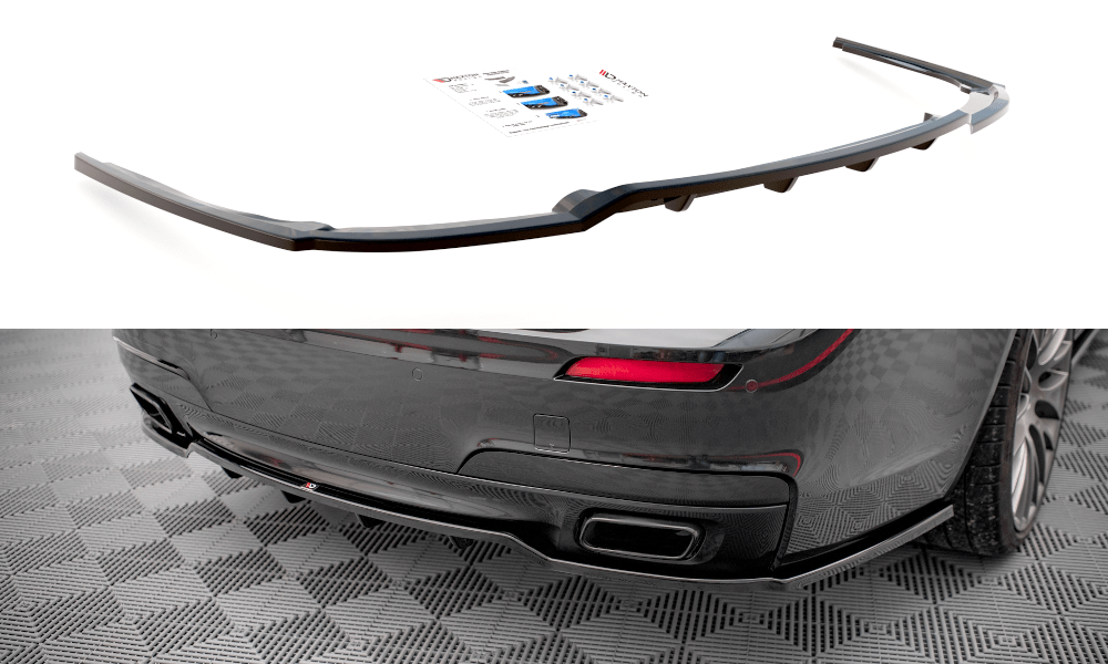 Maxton Design Central Rear Splitter (With Vertal Bars) - BMW / F01 / 7-Series / M-Pack