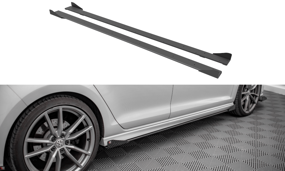 Maxton Design Street Pro Side Skirts Diffusers + Flaps VW Golf R Mk7