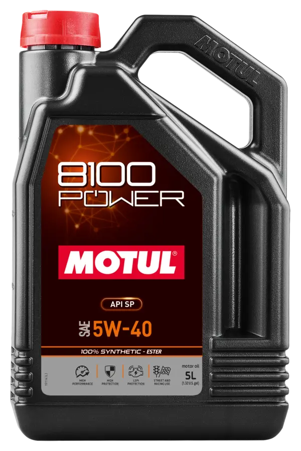 Motul 8100 POWER 5W40 100% Synthetic -Ester- Engine Oil (5L)