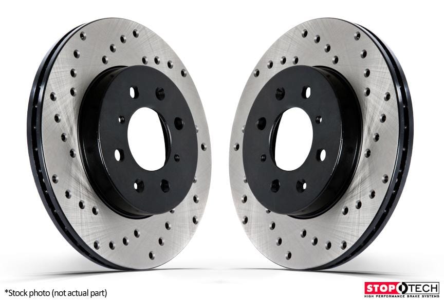 Front Stoptech Cross Drilled Rotors - Set of 2 Rotors (345x30mm) | Mk5 Golf R32 | Mk6 Golf R