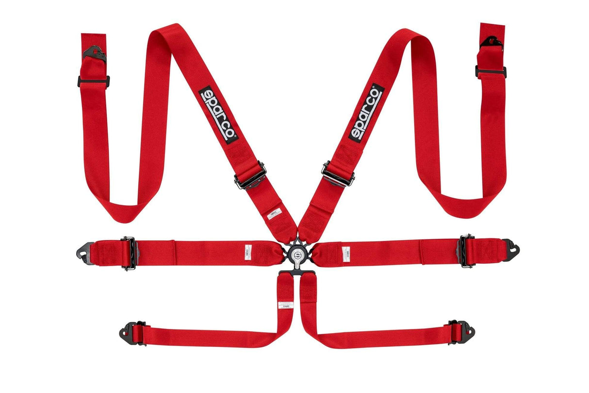 Sparco Competition 6 Point Harness - Red 3in Aluminum