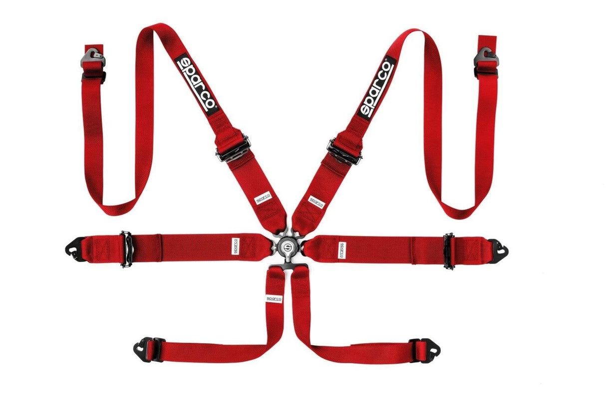 Sparco Competition 6 Point Harness - Red 3in to 2in Hans Aluminum - (NLA)