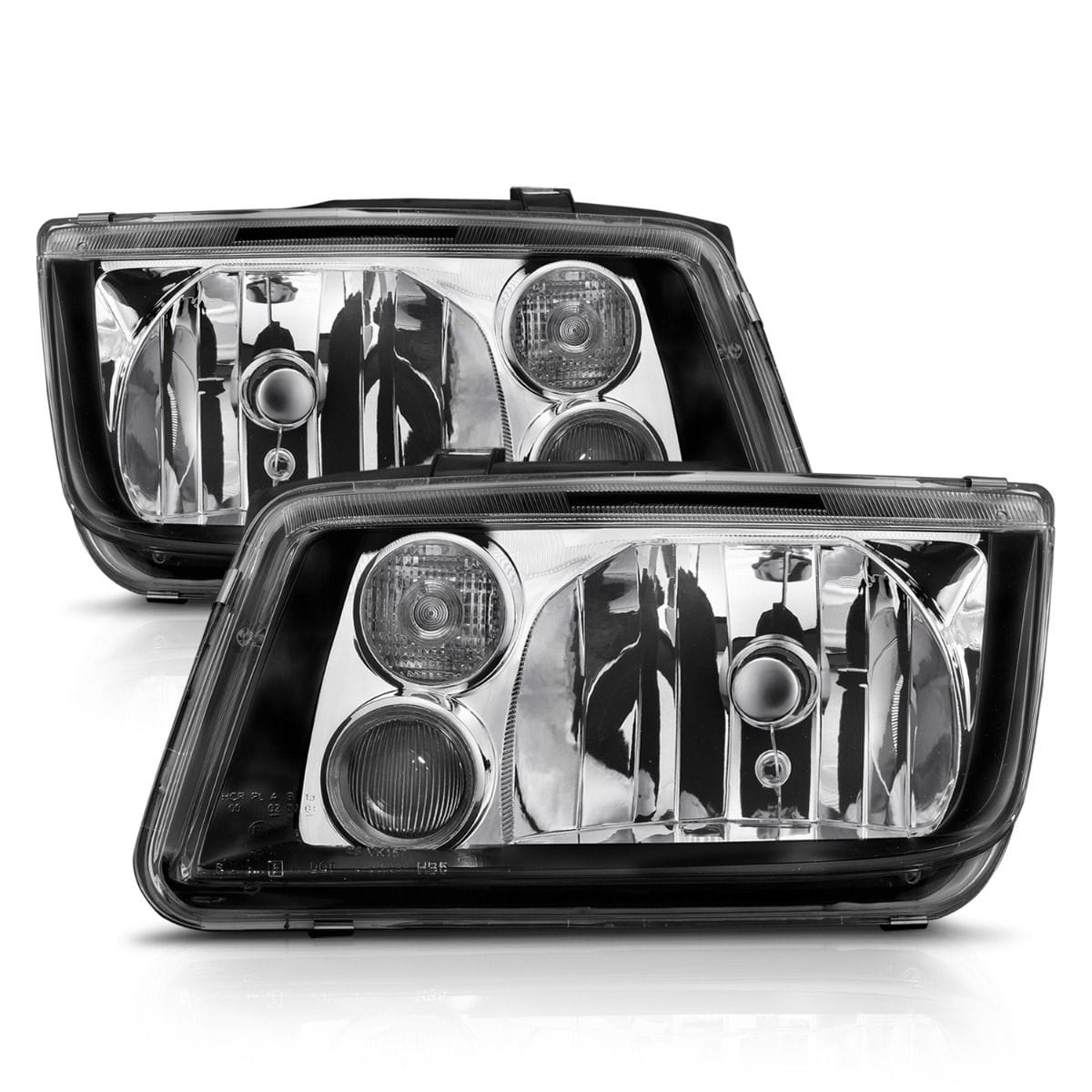 ANZO Crystal Headlights Black w/o Bulbs - VW / Mk4 / Jetta / 1999-2005