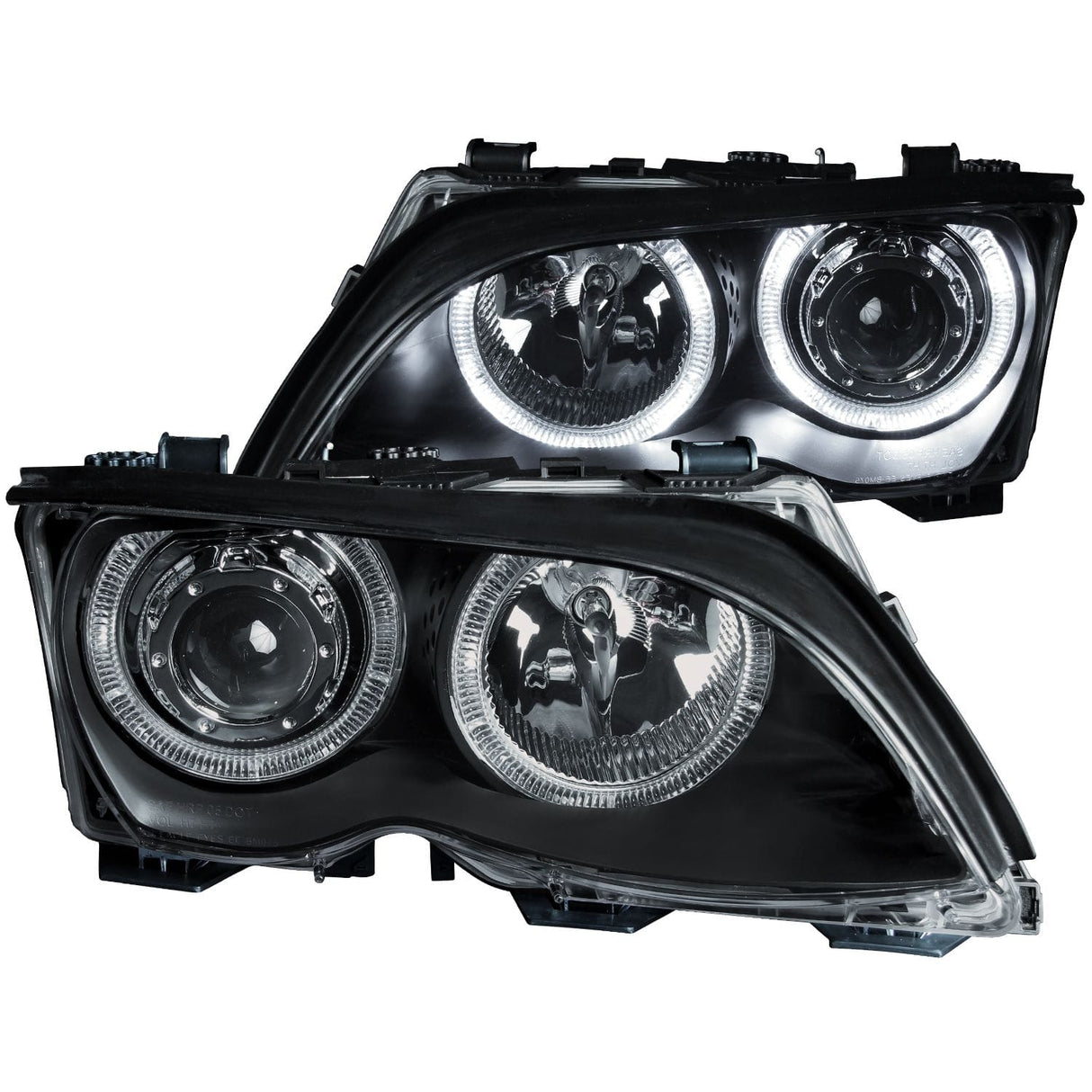 ANZO 2002-2005 BMW 3 Series E46 Projector Headlights w/ Halo Black