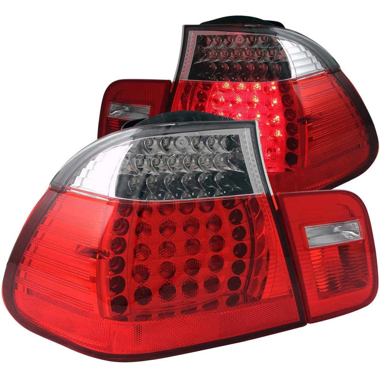 ANZO LED Taillights Red/Clear - BMW / E46 / 2002-2005