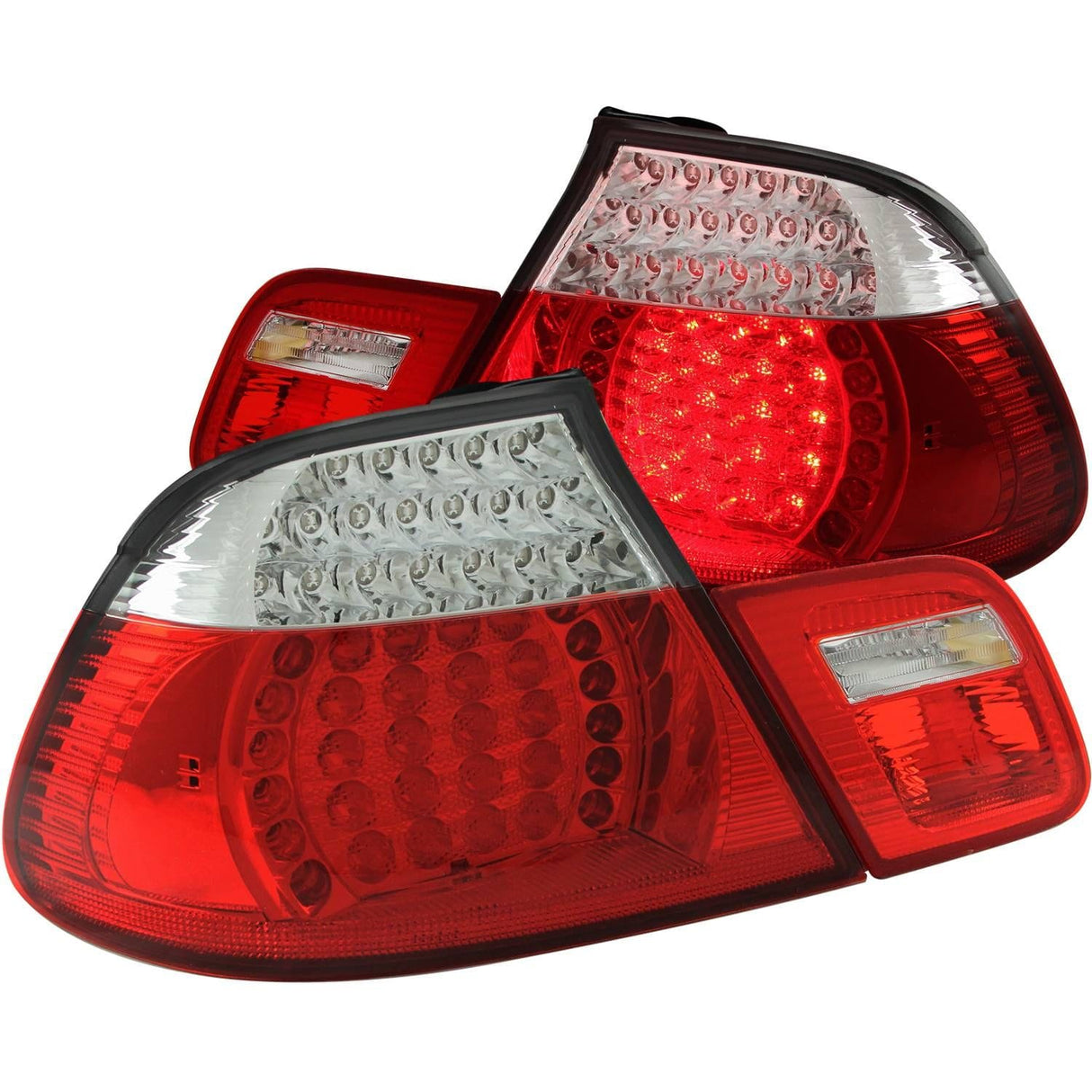 ANZO Led Taillights Red/Clear 4 pc - BMW / E46 / 2000-2003