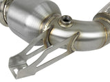 aFe Twisted Steel Down Pipe 3 to 2-3/4 IN 304 Stainless Steel w/ Cat - BMW/MINI / B46 / X1 / Cooper S / F54-57 / F60